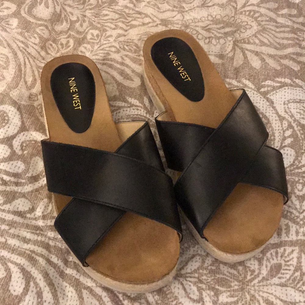 Nine West Espadrille Black stacked slide 8